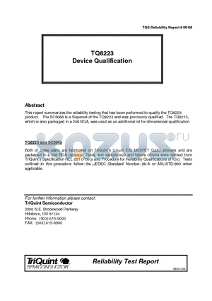 TQ8223 datasheet - Device Qualification