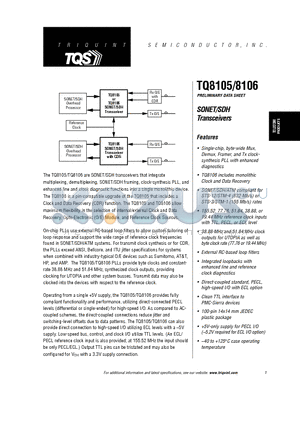 TQ8106 datasheet - SONET/SDH Transceivers