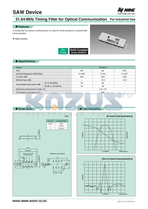 WF227A datasheet - 51.84-MHz Timing Filter for Optical Communication