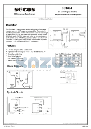 SU1084 datasheet - Adjustable or Fixed-Mode Regulator