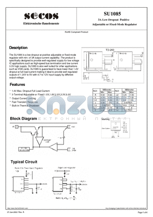 SU1085 datasheet - Adjustable or Fixed-Mode Regulator