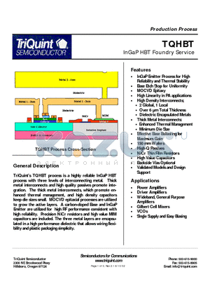 TQHBT datasheet - Precision, 100UA Gain Selectable Amplifier