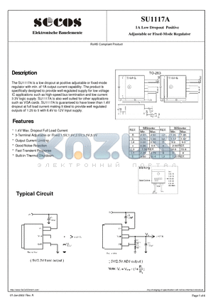 SU1117A datasheet - Adjustable or Fixed-Mode Regulator