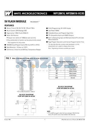 WF256K16-XCX5 datasheet - 5V FLASH MODULE