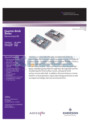 TQN20A datasheet - Quarter-brick narrow input IBC