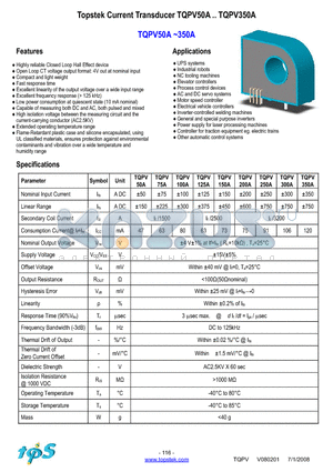 TQPV150A datasheet - Topstek Current Transducer