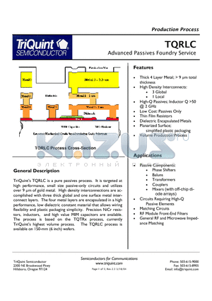 TQRLC datasheet - Advanced Passives Foundry Service