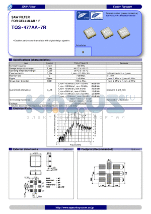 TQS-477AA-7R datasheet - SAW FILTER FOR CELLULAR / IF