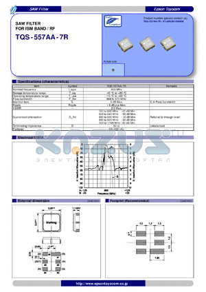 TQS-557AA-7R datasheet - SAW FILTER FOR ISM BAND / RF