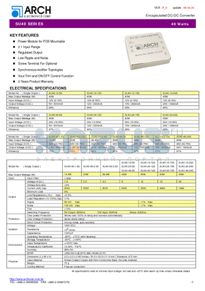 SU40-12-15D datasheet - Encapsulated DC-DC Converter