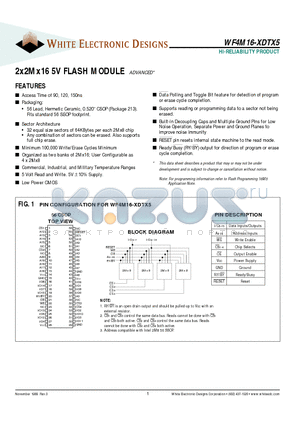 WF4M16-120DTI5 datasheet - 2x2Mx16 5V FLASH MODULE