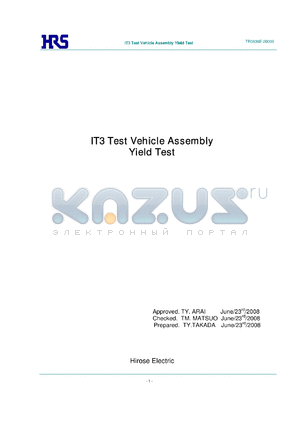 TR0636E-20009 datasheet - IT3 Test Vehicle Assembly Yield Test