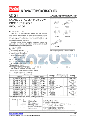 UZ1084-XX-TA3-A-T datasheet - LINEAR INTEGRATED CIRCUIT