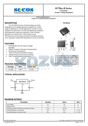 SU7812-B datasheet - 2-Terminal Positive Voltage Regulator