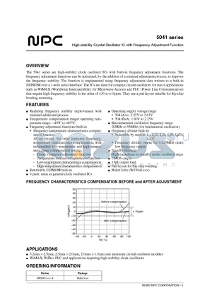 WF5041A1B-4 datasheet - High-stability Crystal Oscillator IC with Frequency Adjustment Function