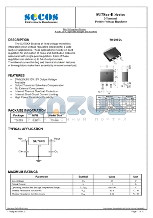 SU78XX-B datasheet - 2-Terminal Positive Voltage Regulator