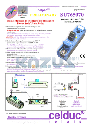 SU765070 datasheet - Power Solid State Relay