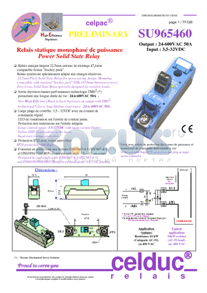 SU965460 datasheet - Power Solid State Relay