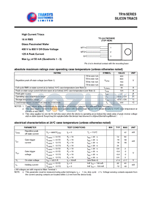 TR16-700-125 datasheet - SILICON TRIACS