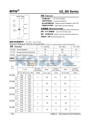 UZ11BS datasheet - Low reverse leakage, Low zener impedance