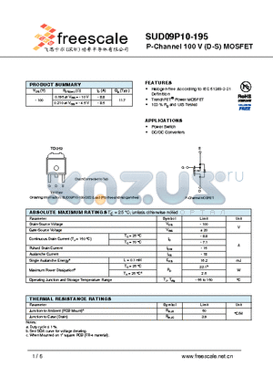 SUD09P10-195 datasheet - P-Channel 100 V (D-S) MOSFET