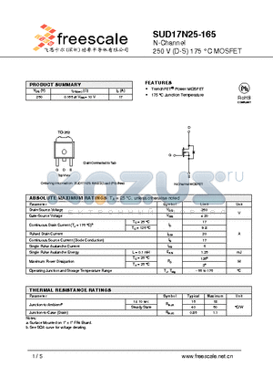 SUD17N25-165 datasheet - N-Channel 250 V (D-S) 175 `C MOSFET