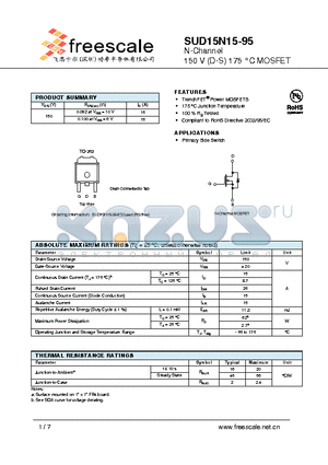 SUD15N15-95 datasheet - N-Channel 150 V (D-S) 175 `C MOSFET