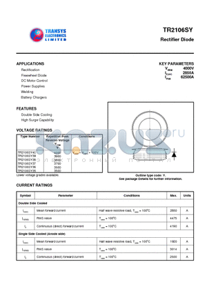 TR2106SY40 datasheet - RECTIFIER DIODE