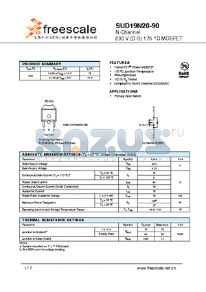 SUD19N20-90 datasheet - N-Channel 200 V (D-S) 175 `C MOSFET