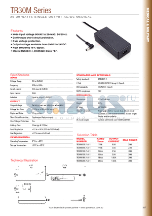 TR30M150-21A11 datasheet - 20 - 30 WATTS SINGLE OUTPUT AC/DC MEDICAL