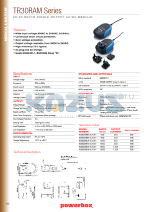 TR30RAM240-S-21A11 datasheet - 20 - 30 WATTS SINGLE OUTPUT AC/DC MEDICAL