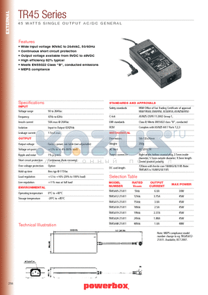 TR45A15-21A11 datasheet - 45 WATTS SINGLE OUTPUT AC/DC GENERAL