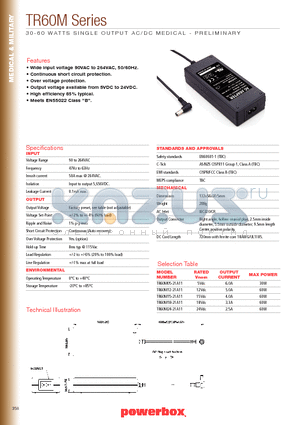 TR60M12-21A11 datasheet - 30 - 60 WATTS SINGLE OUTPUT AC/DC MEDICAL - PRELIMINARY