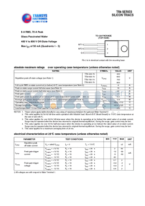 TR8-400-70 datasheet - SILICON TRIACS