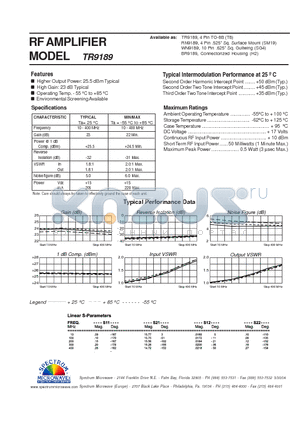 TR9189 datasheet - RF AMPLIFIER