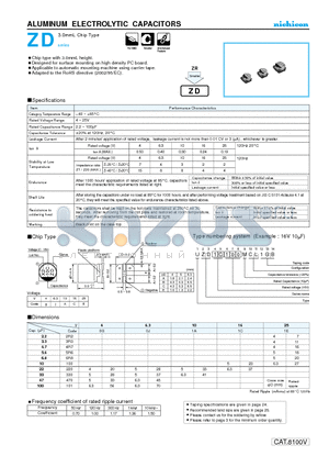 UZD1A100MCL datasheet - ALUMINUM ELECTROLYTIC CAPACITORS