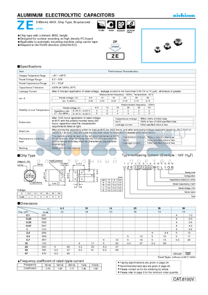 UZE0J220MCL datasheet - ALUMINUM ELECTROLYTIC CAPACITORS