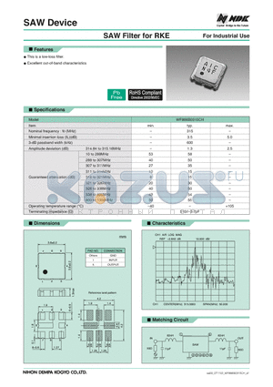 WF866B0315CH datasheet - SAW Filter for RKE For Industrial Use