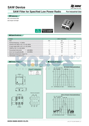 WFA17A0422CL datasheet - SAW Filter for Specified Low Power Radio