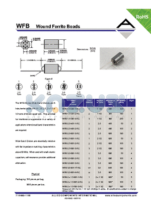 WFB-1.5-301-2-RC datasheet - Wound Ferrite Beads