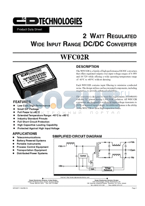 WFC02R24D12 datasheet - 2 WATT REGULATED WIDE INPUT RANGE DC/DC CONVERTER