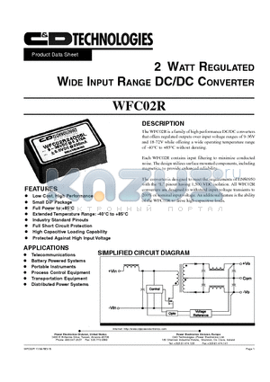 WFC02R24S15 datasheet - 2 WATT REGULATED WIDE INPUT RANGE DC/DC CONVERTER