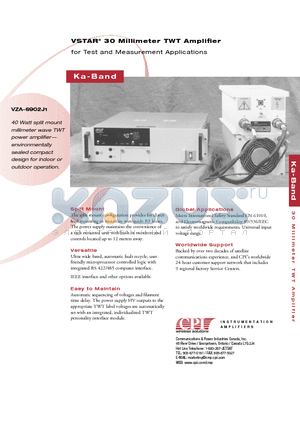 VZA-6902J1 datasheet - 30 Millimeter TWT Amplifier