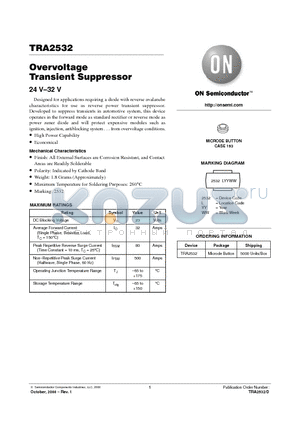 TRA2532 datasheet - Overvoltage Transient Suppressor