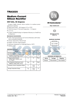 TRA3225 datasheet - Medium-Current Silicon Rectifier