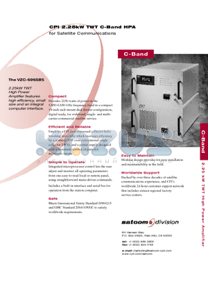 VZC-6965B5 datasheet - CPI 2.25kW TWT C-Band HPA