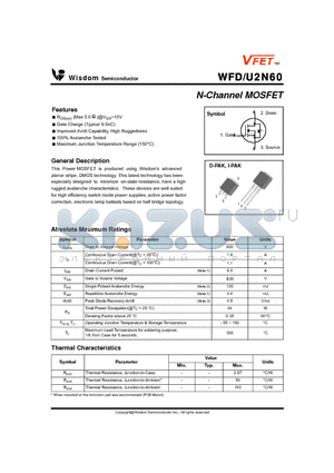 WFD2N60 datasheet - N-Channel MOSFET