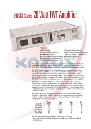 VZM-6991K4 datasheet - 20 Watt TWT Amplifier