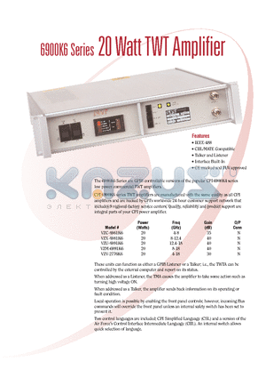 VZM-6991K6 datasheet - 20 Watt TWT Amplifier