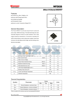 WFD830 datasheet - Silicon N-Channel MOSFET